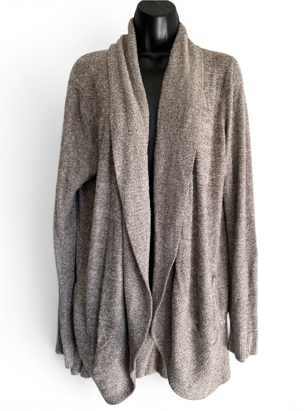 Barefoot Dreams Cozy Chic Lite Open-Front Sweater Cardigan Taupe Size L/XL - Picture 1 of 7
